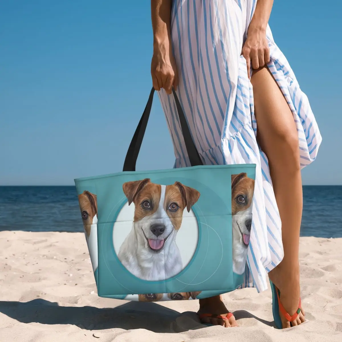 Yoga Fitness Drawing - Tas Tote Pantai Gambar Anjing Lucu