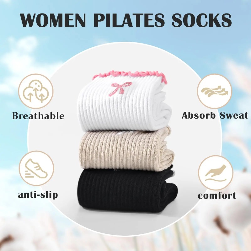 Yoga Fitness Usa - Kaus Kaki Yoga Profesional, Tali Katun