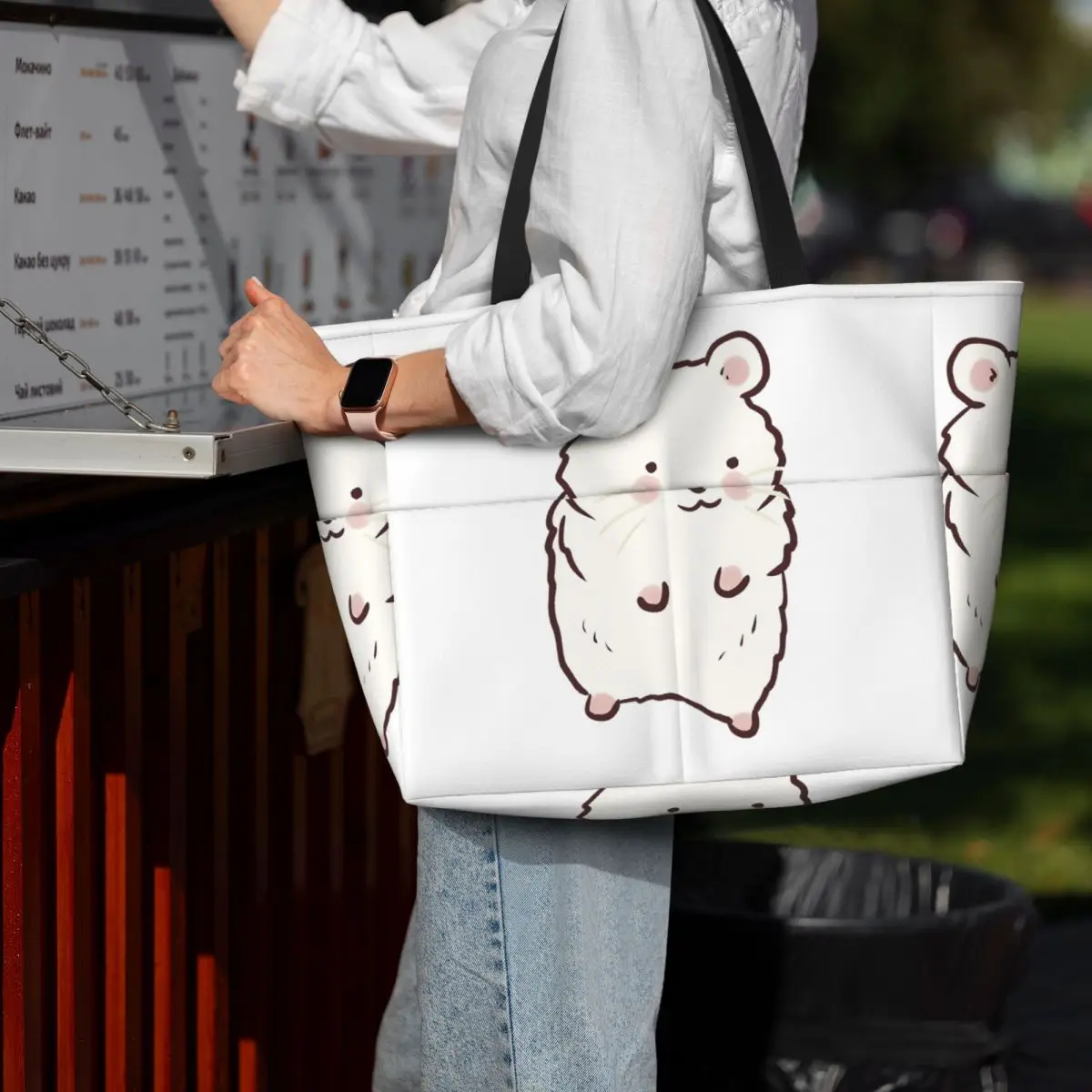 Yoga Fitness Drawing - Tas Tote Pantai Gambar Hamster Lucu