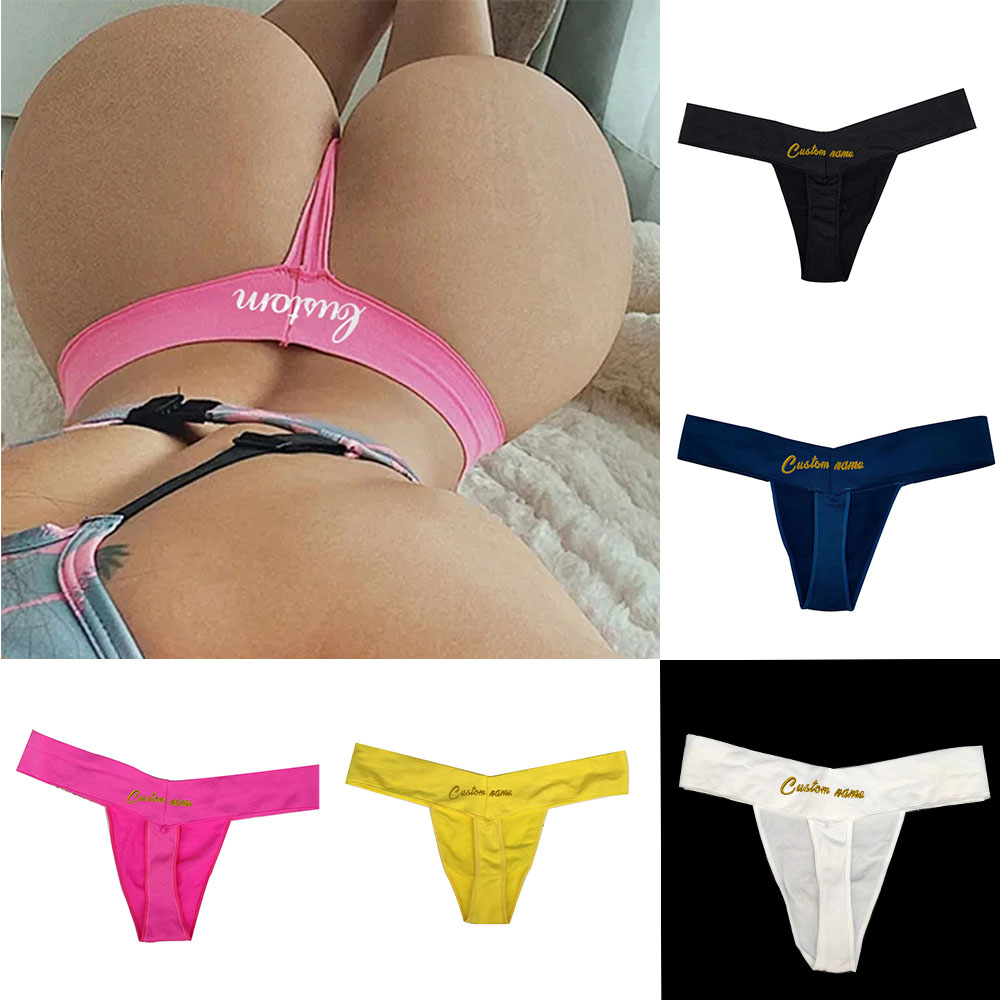 Yoga Fitness Name - Thong kustom wanita, celana dalam olahraga