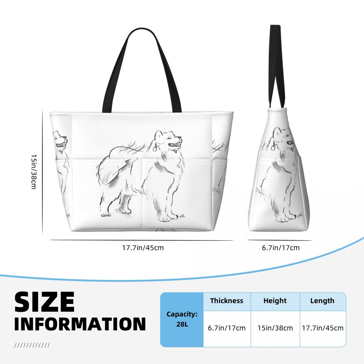 Tas Tote Pantai Gambar Samoyed - Yoga Fitness Drawing ulasan dan harga